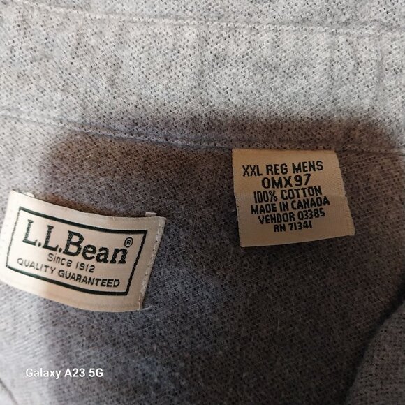 L.L. Bean Mens XXL Gray Button-Down Shirt 100% Cotton Made In Canada - Picture 3 of 4
